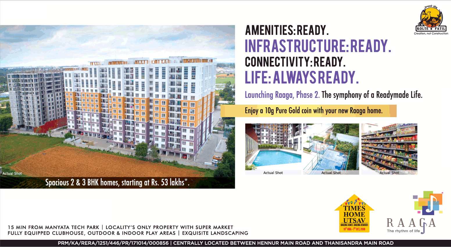 Enjoy a 10 g pure gold coin with your new Kolte Patil Raaga home in Bangalore Update